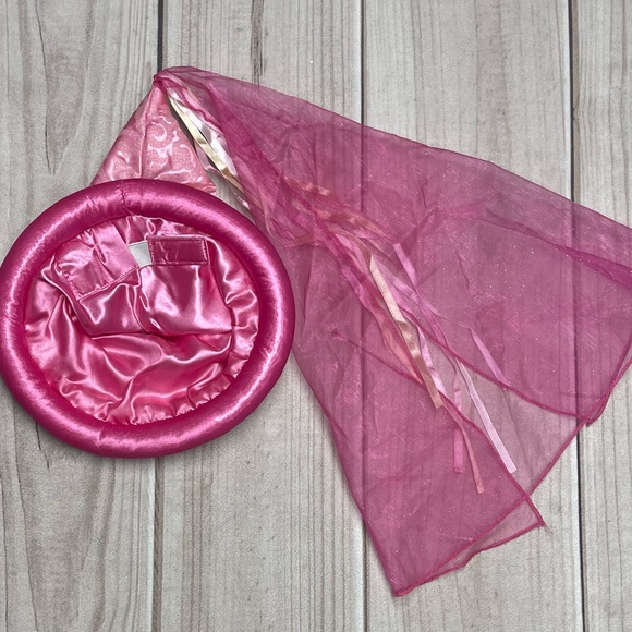 Disney Parks Tall Pointed Princess Hat Pink Ribbons Tassels Glitter - Picture 3 of 4